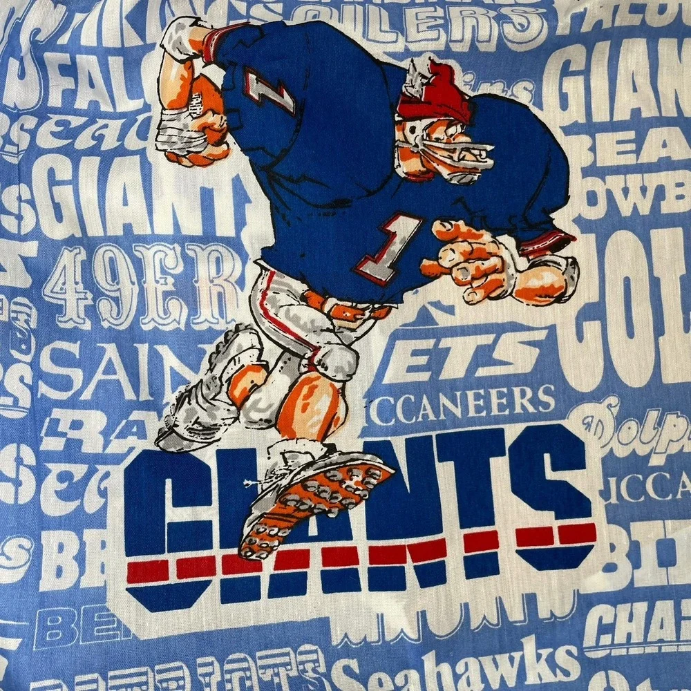 Vintage 1988 NFL Jack Davis Blanket Teams Bears Raiders‎ 49ers Giants Art 39x75